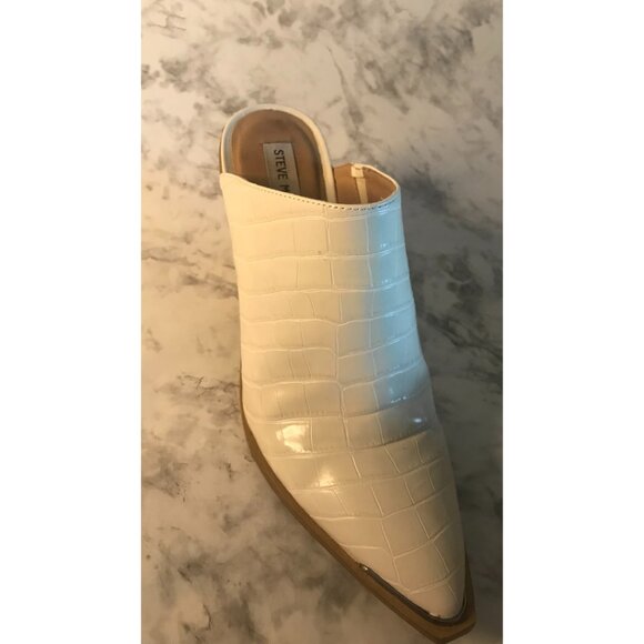 STEVE MADDEN Womens White Metal Toe Strip Alanna Slip On Mules - Size 10 M - Picture 2 of 9